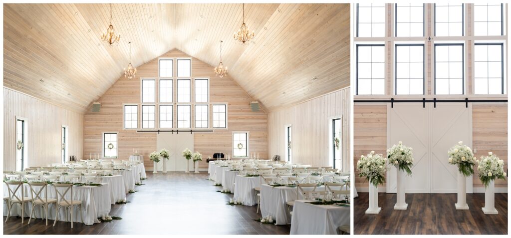 A photo of the inside and alter of The Elms Barn in Flippin, AR taken by Arkansas wedding photographer - Hannah Carr Photography.