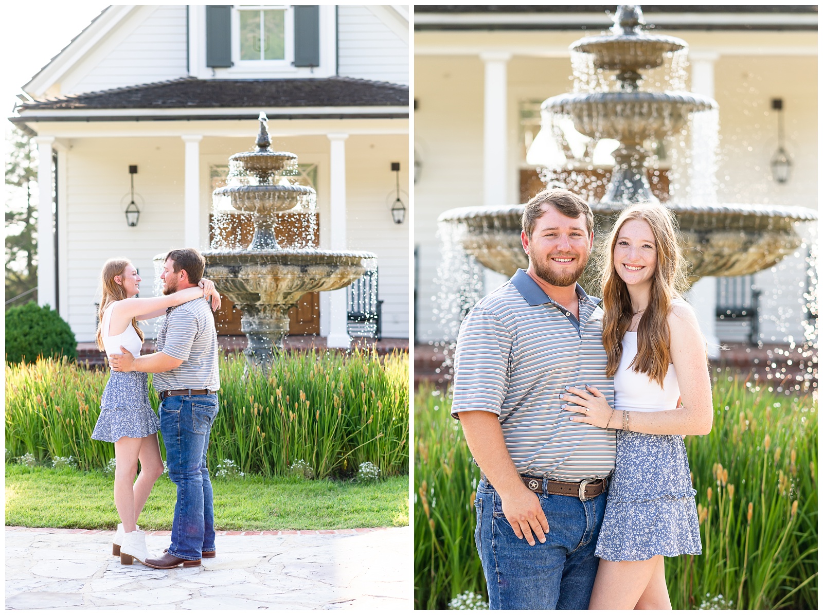 A summer proposal at Big Cedar Lodge in front of the fountain at the Garden Chapel. Images taken by Hannah Carr Photography