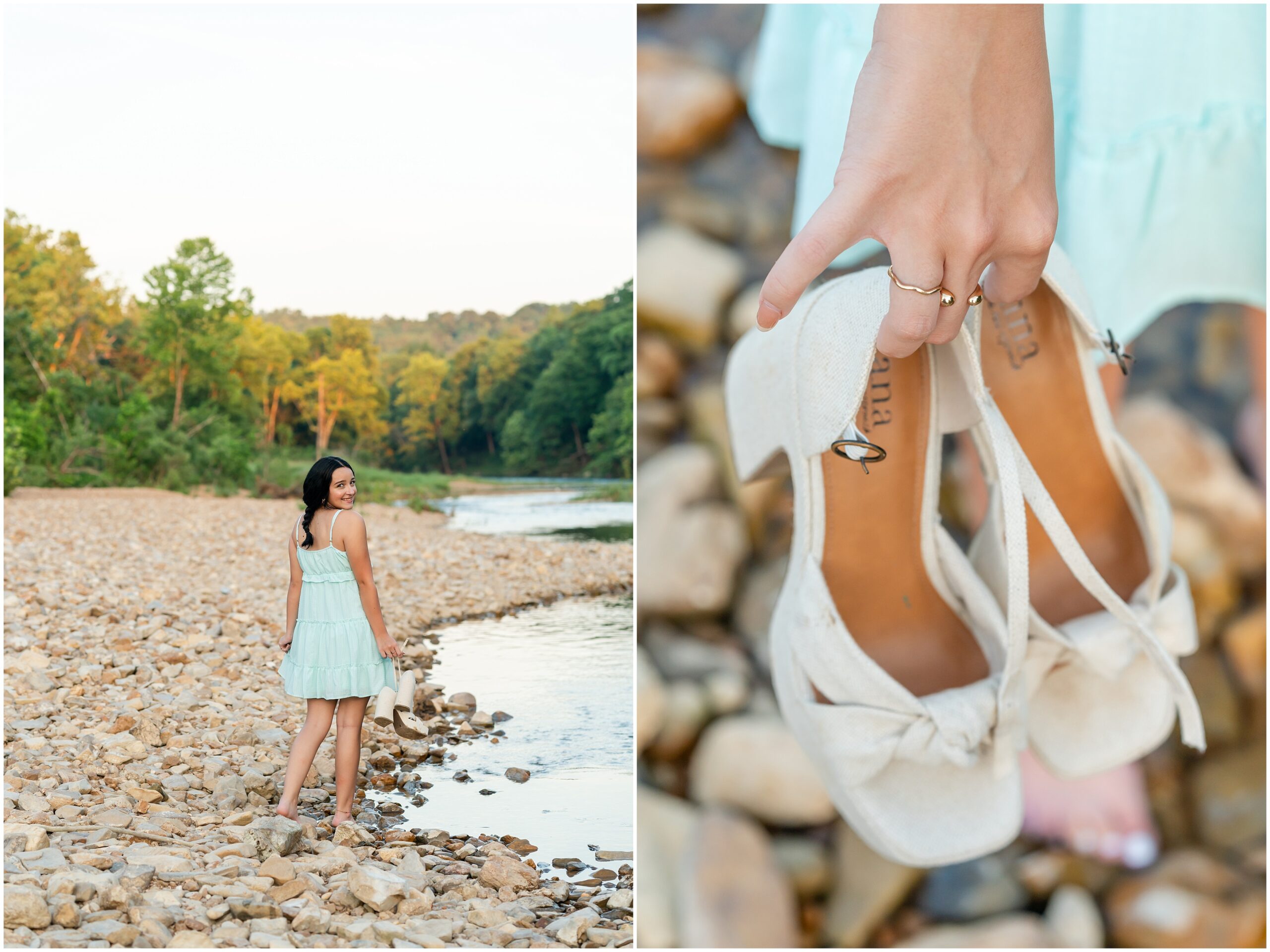 Highland High School senior, Dacy-Lynn, poses on a creek bank in beautiful Cherokee Village, AR for her senior session with North Arkansas Senior Photographer, Hannah Carr Photography.