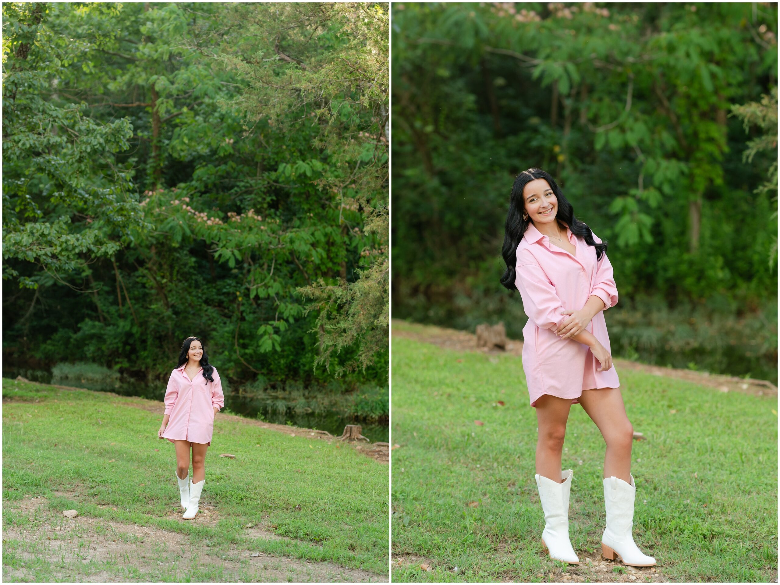 Highland High School senior, Dacy-Lynn, poses in a field in beautiful Cherokee Village, AR for her senior session with North Arkansas Senior Photographer, Hannah Carr Photography.
